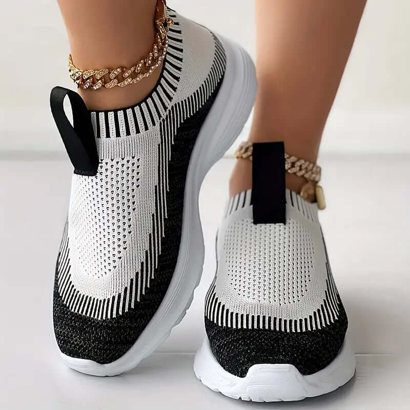 Women's Knitted Slip-On Trainers - Breathable & Cushioned