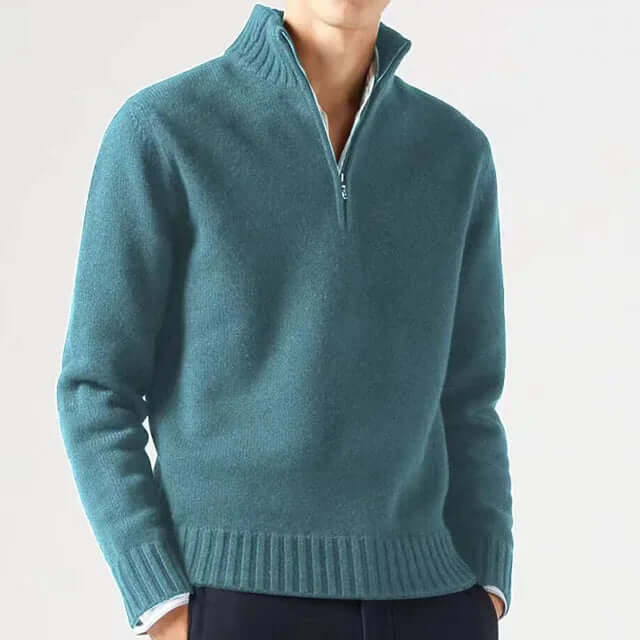 Men's Half-Zip Warm Wool-Blend Sweater