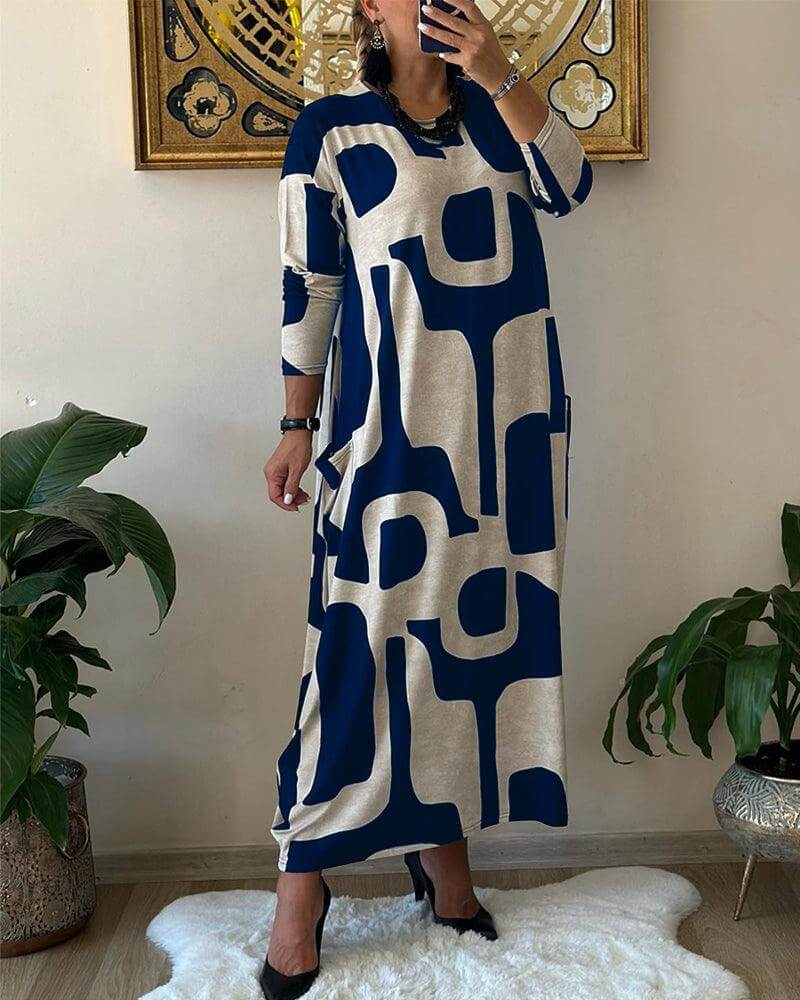 Women's Trendy Print Long Sleeve Dress