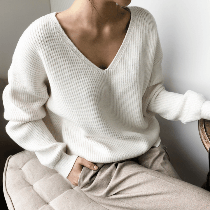 Women's Relaxed Fit V-Neck Sweater