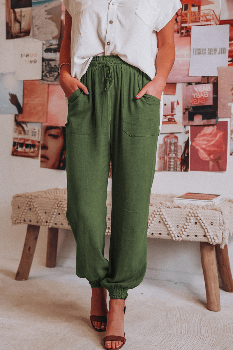 Women's Relaxed Fit Mid-Waist Drawstring Harlan Trousers
