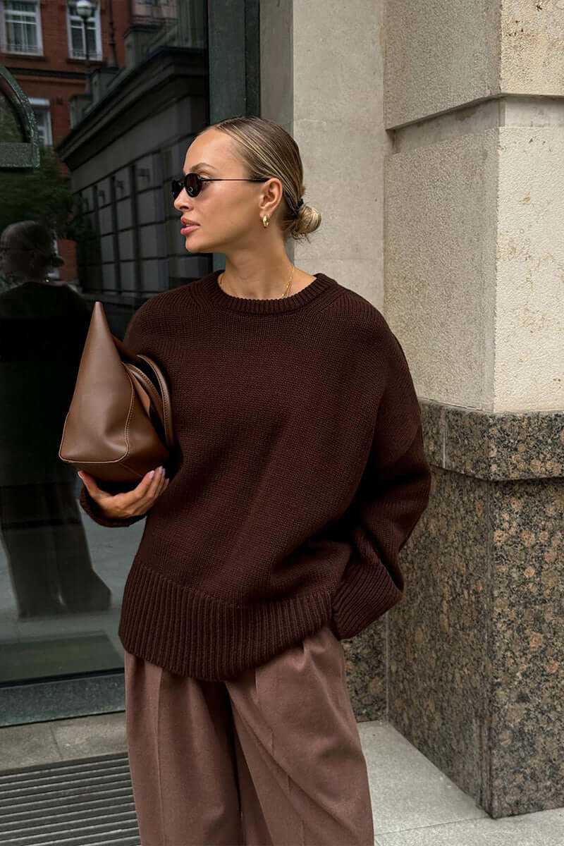 Women's Oversized Charcoal Knitted Jumper