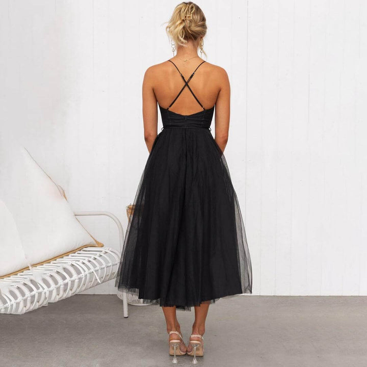 Women's Mesh Midi Evening Dress