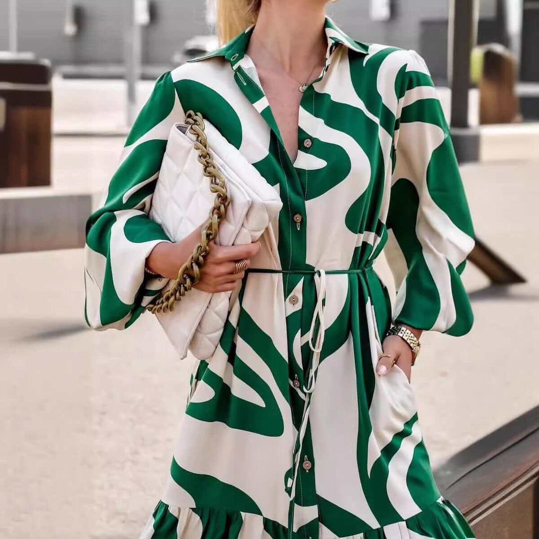 Elegant Maxi Dress - Flowing Polyester Gown