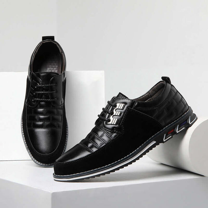 Men's Leather Checked Lace-Up Shoes