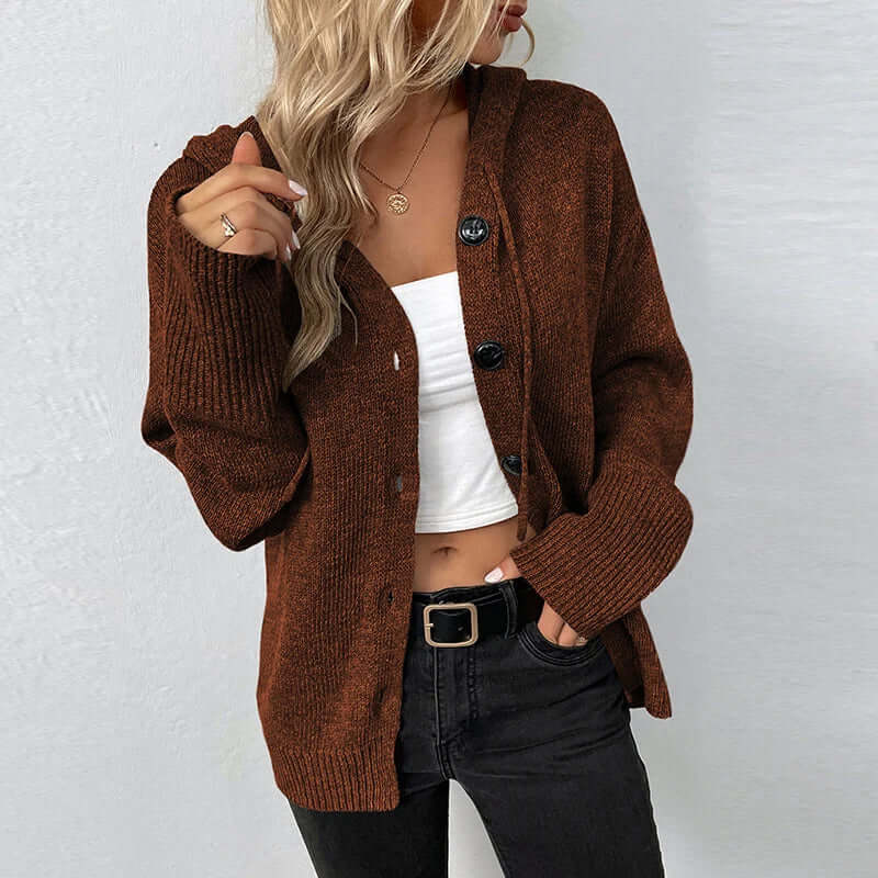 Women's Hooded Knitted Cardigan