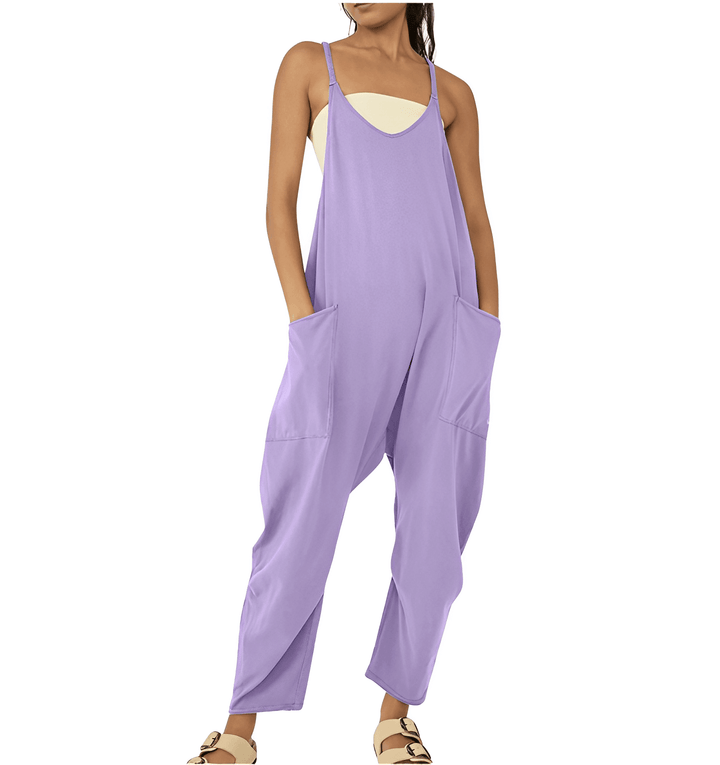 Women's Sleeveless Casual Jumpsuit with Pockets