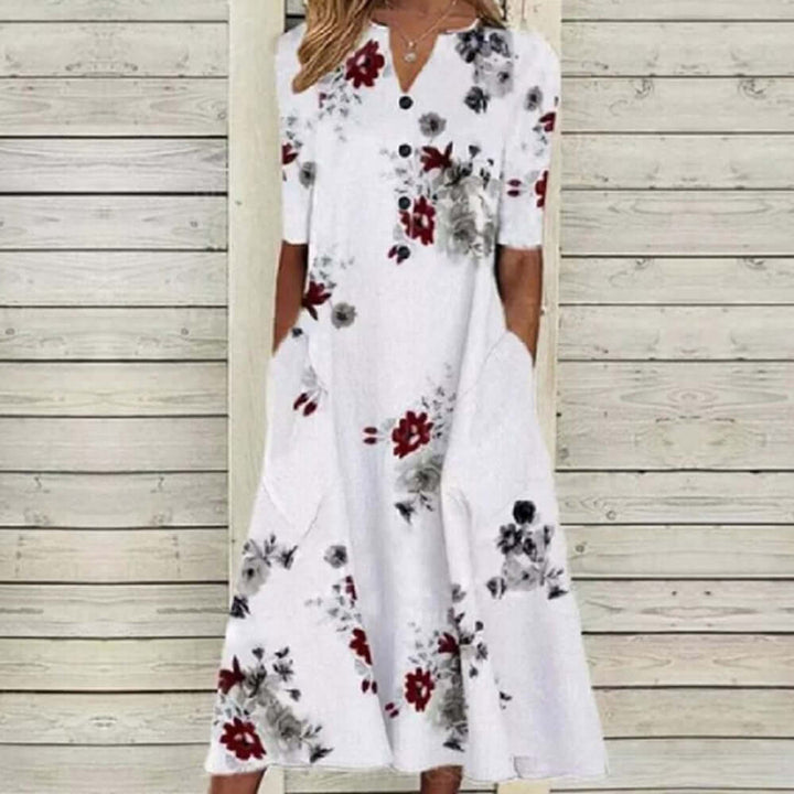 Boho Midi Dress - Floral Print Dress