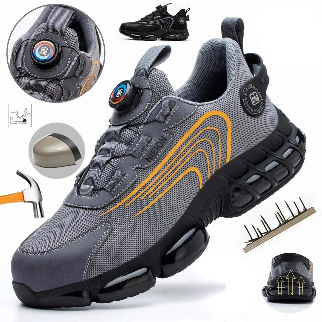 Men's Steel Toe Work Safety Shoes with Rotating Buckle