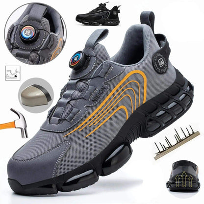 Men's Steel Toe Work Safety Shoes with Rotating Buckle