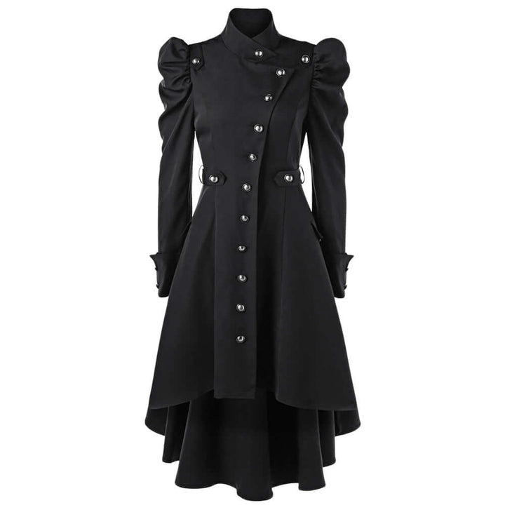 Women's Retro Midi Jacket with Standing Collar