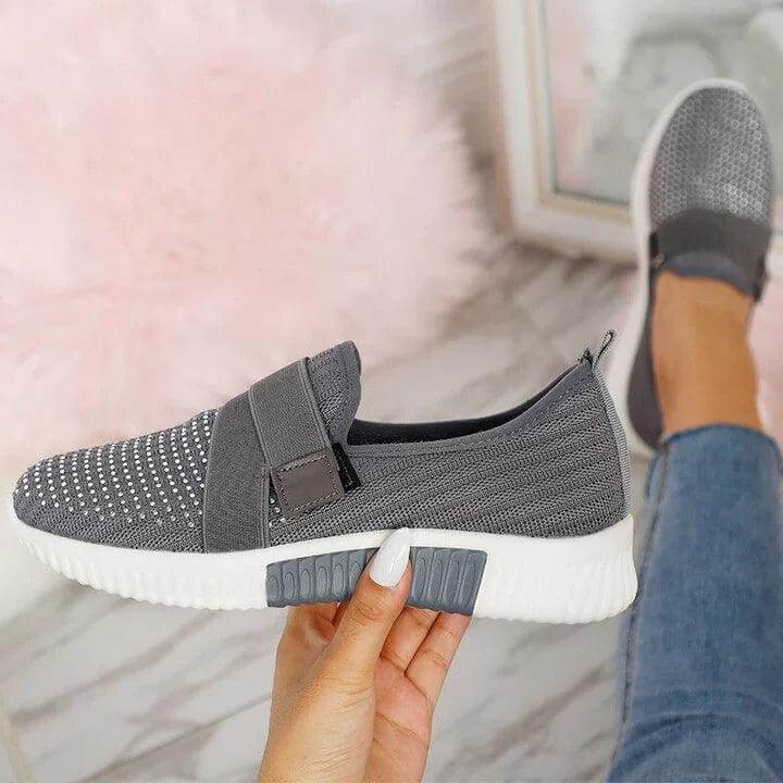 Women's Slip-On Velcro Trainers - Comfortable Walking Shoes