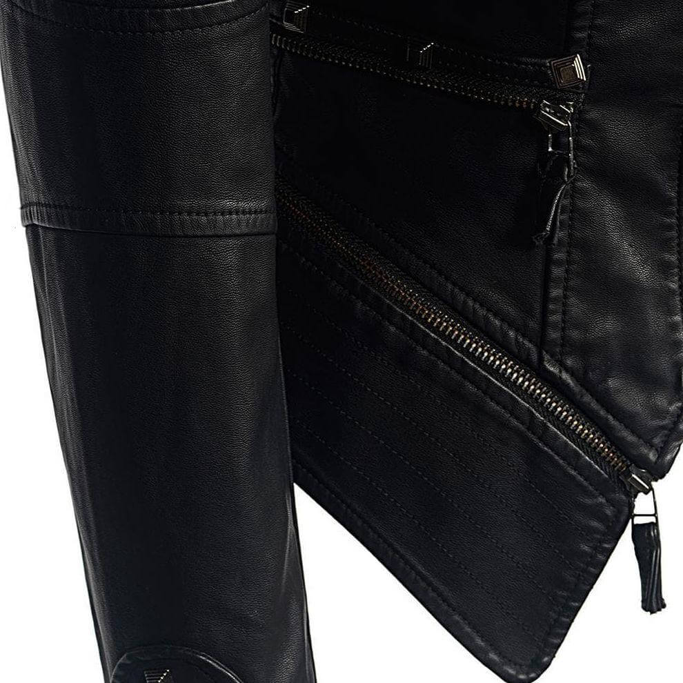 Women's Studded PU Leather Jacket