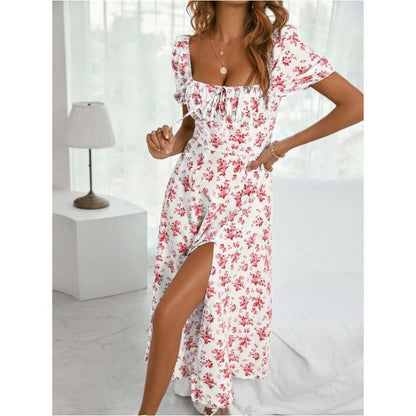 Summer Midi Dress - Elegant Floral Print