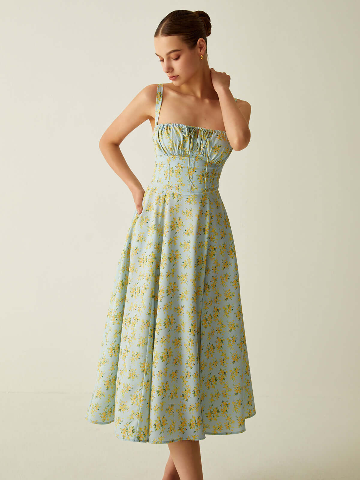 Floral Split Detail Midi Dress