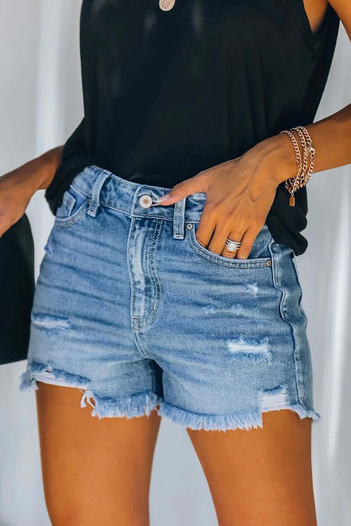 Women's Ripped Denim Shorts