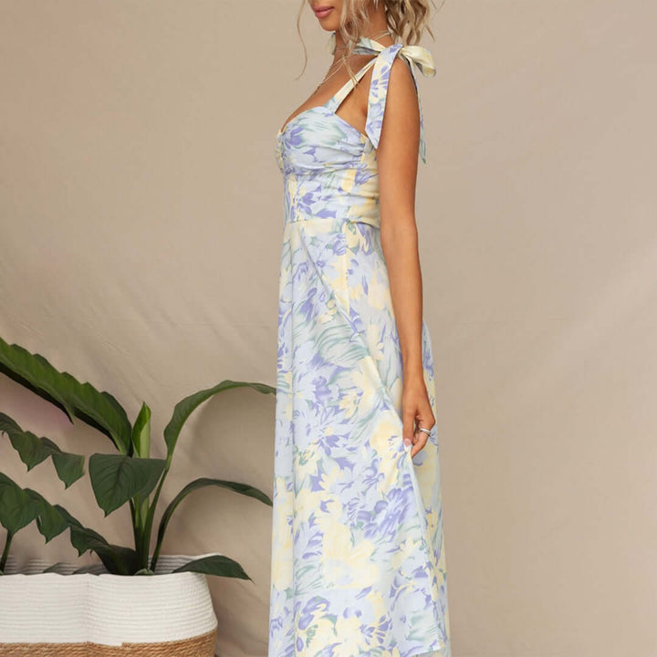 Elegant Floral Midi Dress - Summer Dress