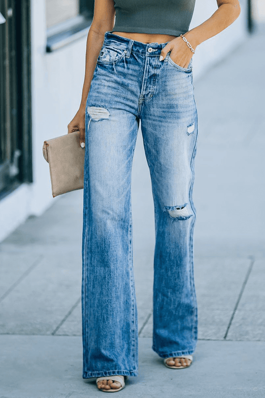 Women's Tassel Ripped Wide Leg Pants