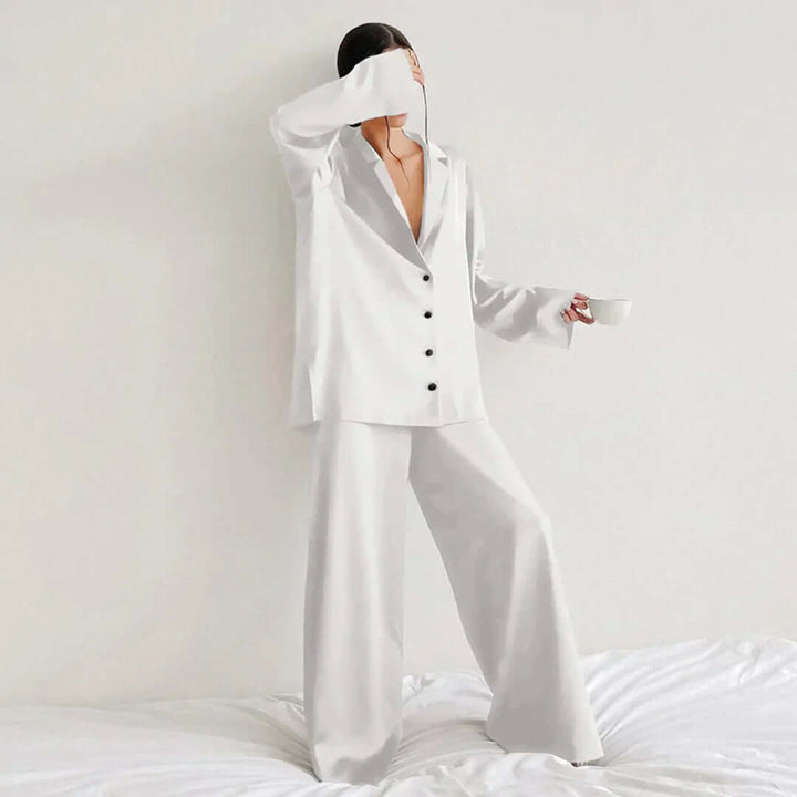 Women's Button-Up Shirt & Wide-Leg Pants