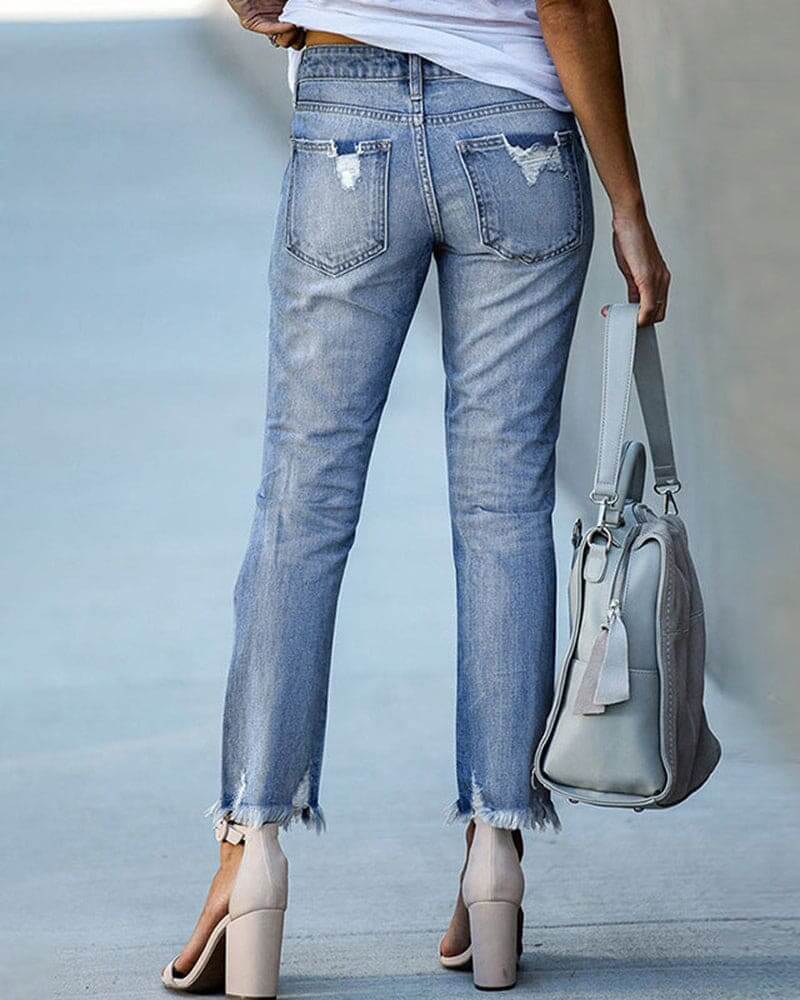 Women's Ripped Casual Denim Jeans