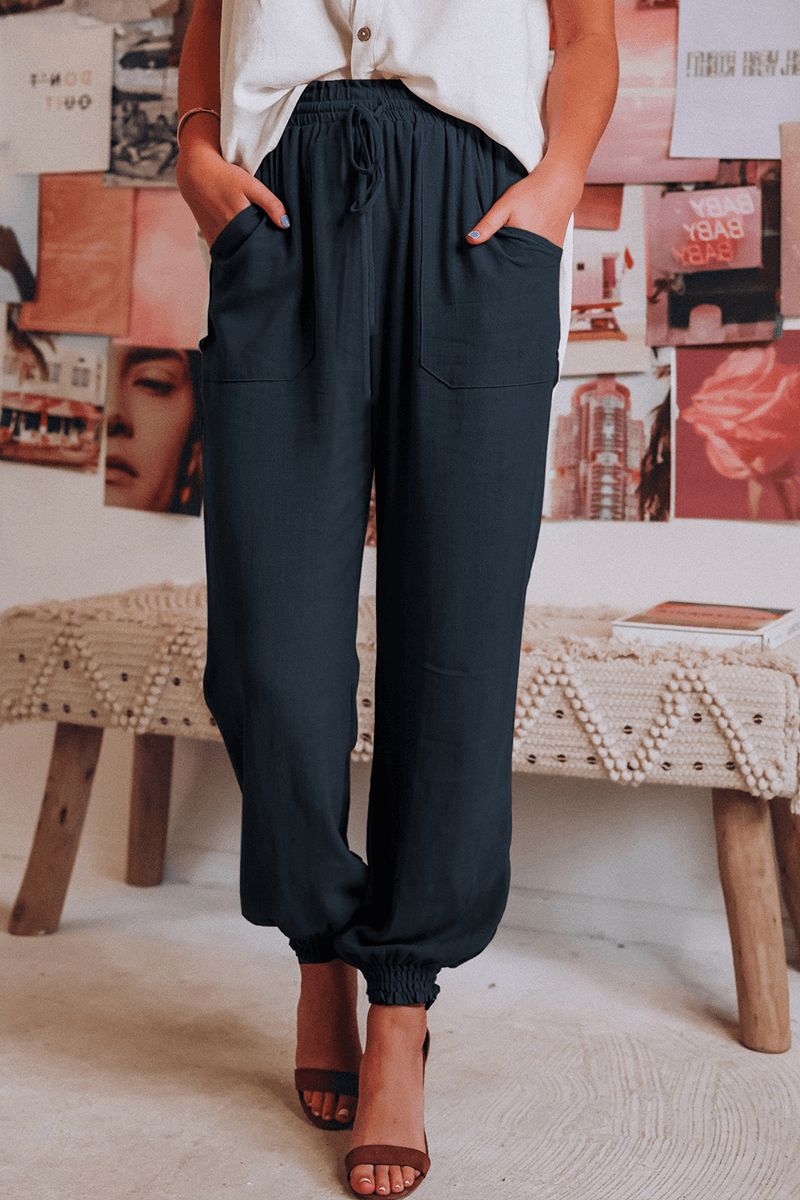 Women's Relaxed Fit Mid-Waist Drawstring Harlan Trousers