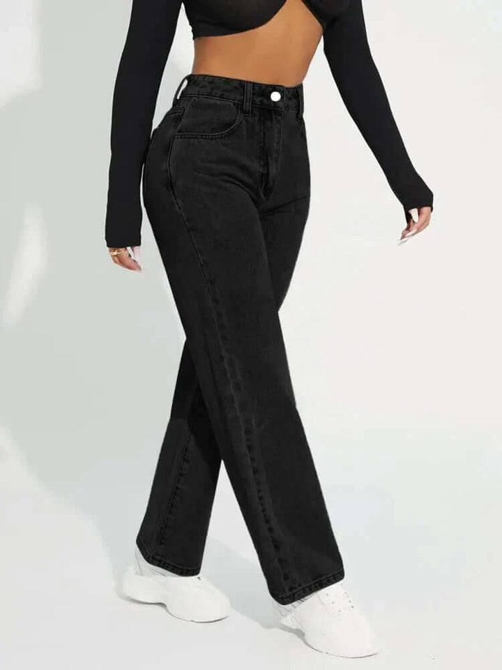 Women's High-Waisted Straight Jeans