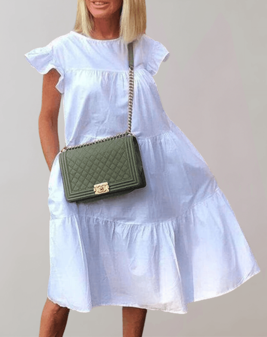 White, dark green
