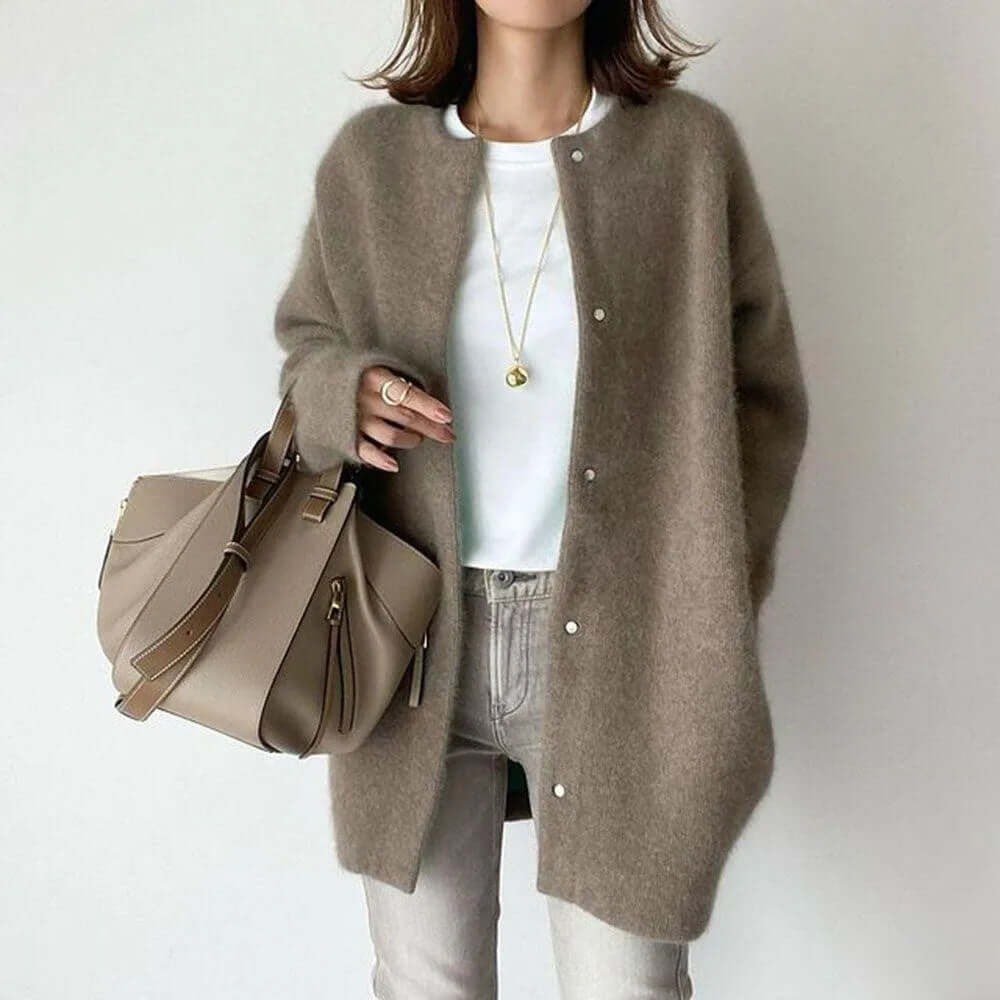Women's Knitted Cardigan with Button Closure