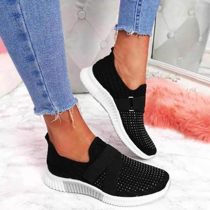 Women's Slip-On Velcro Trainers - Comfortable Walking Shoes
