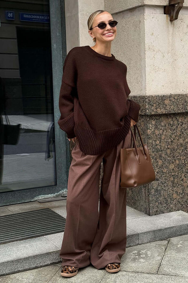 Women's Oversized Charcoal Knitted Jumper