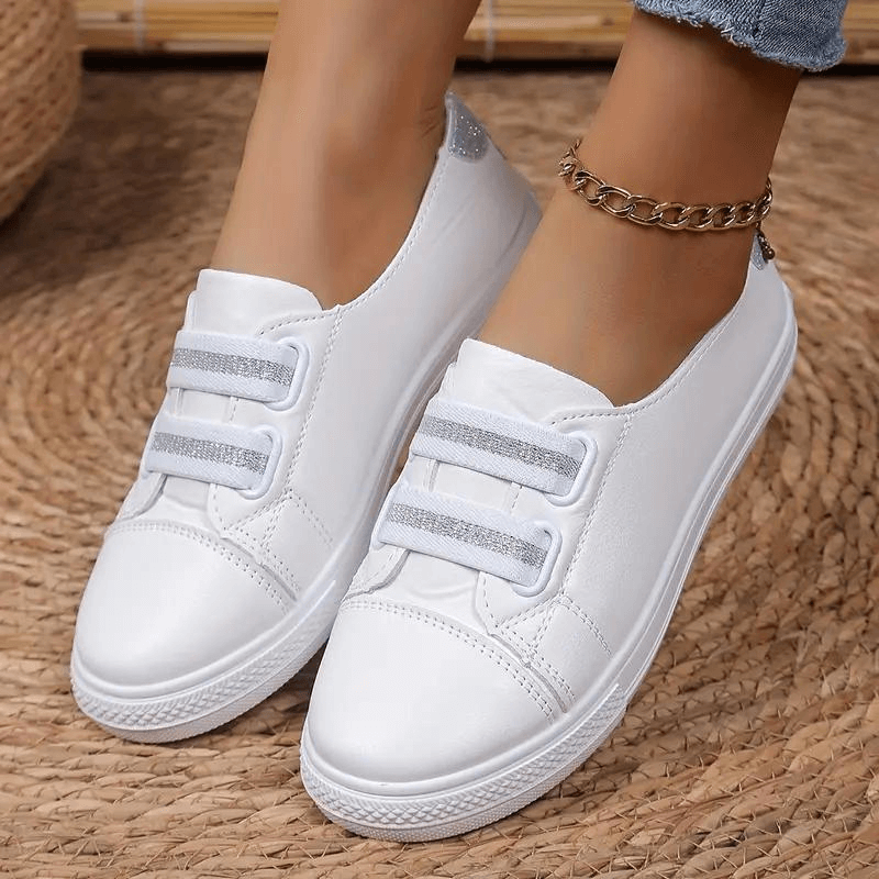 Women's Slip-On Trainers - Rounded Toe - Rubber Sole