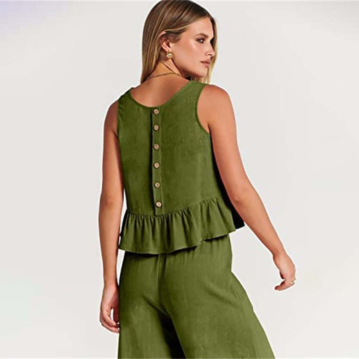 Women's Sleeveless Peplum Cropped Jumpsuit