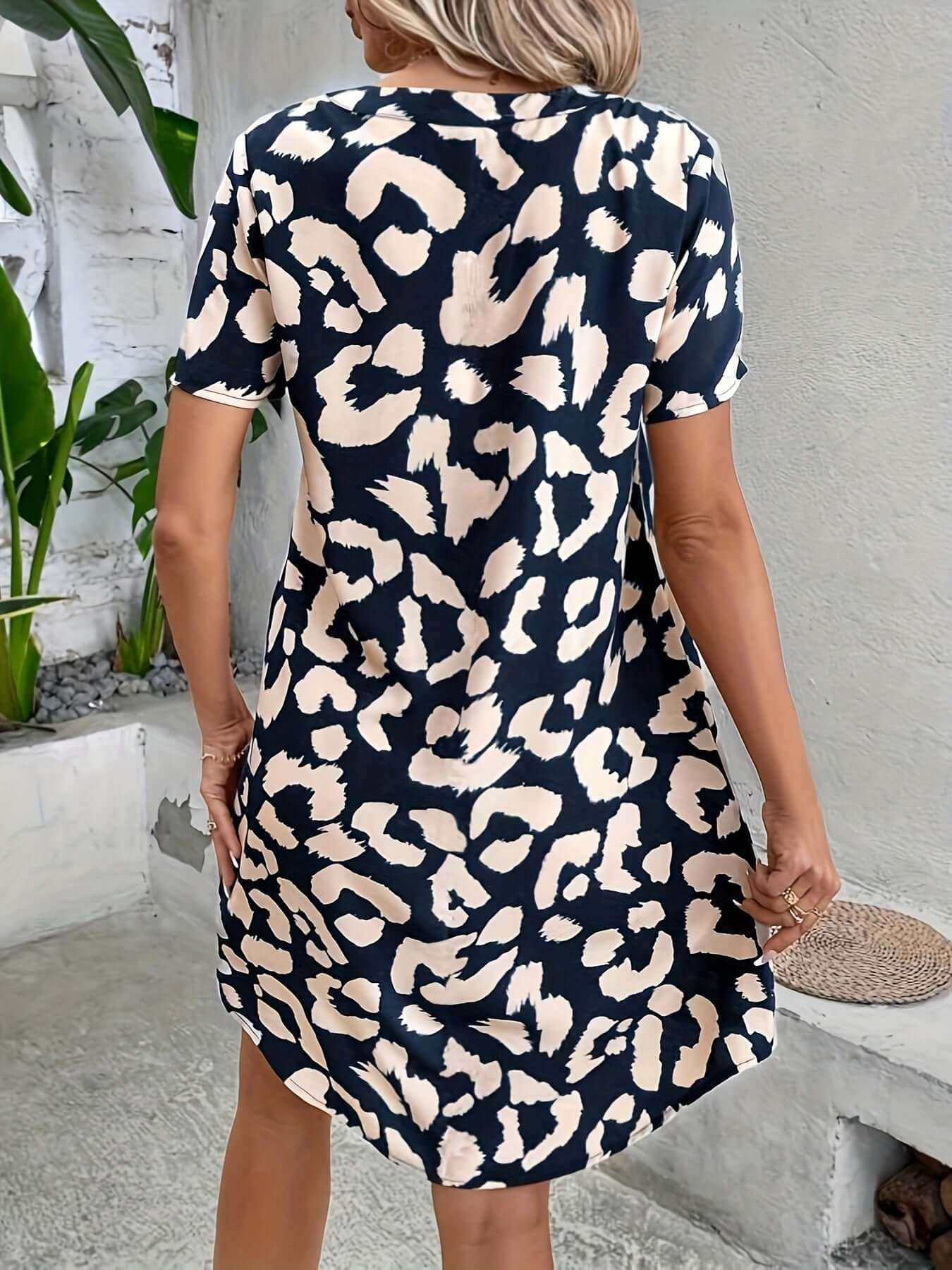 Leopard Print V-Neck Dress