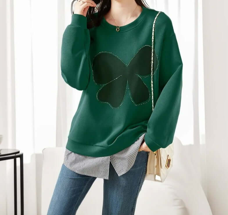 Women's Rhinestone Round Neck Sweater