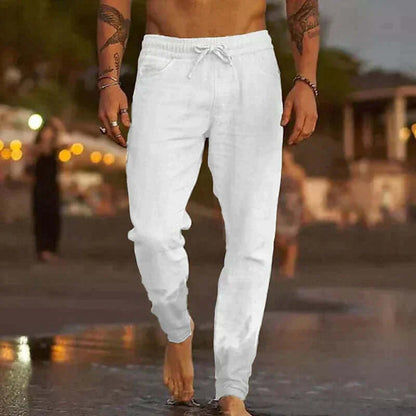 Men's Casual Linen Trousers - Lightweight Summer Fit