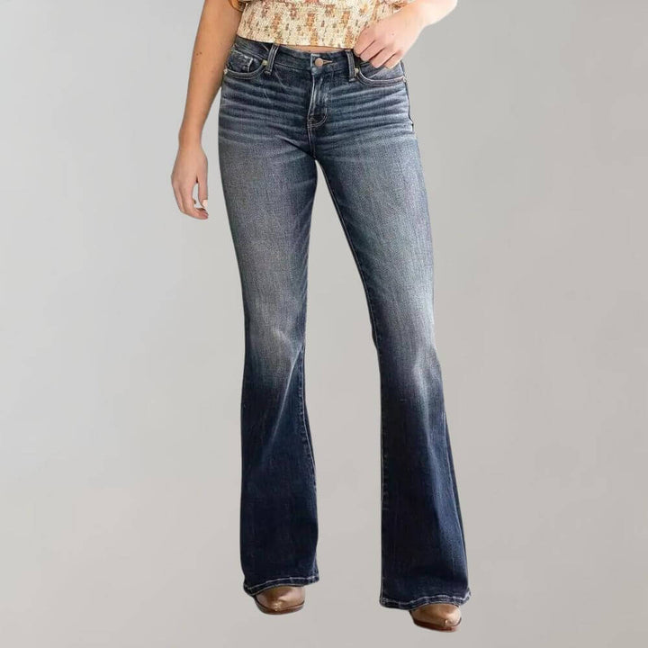 Women's Mid-Waist Slim Fit Stretch Flared Jeans