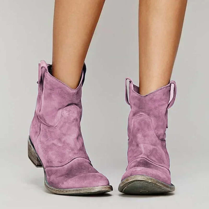 Women's Vintage Leather Cowboy Ankle Boots