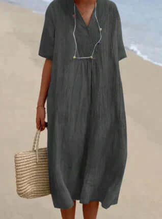 Women's Linen-Like Midi Dress