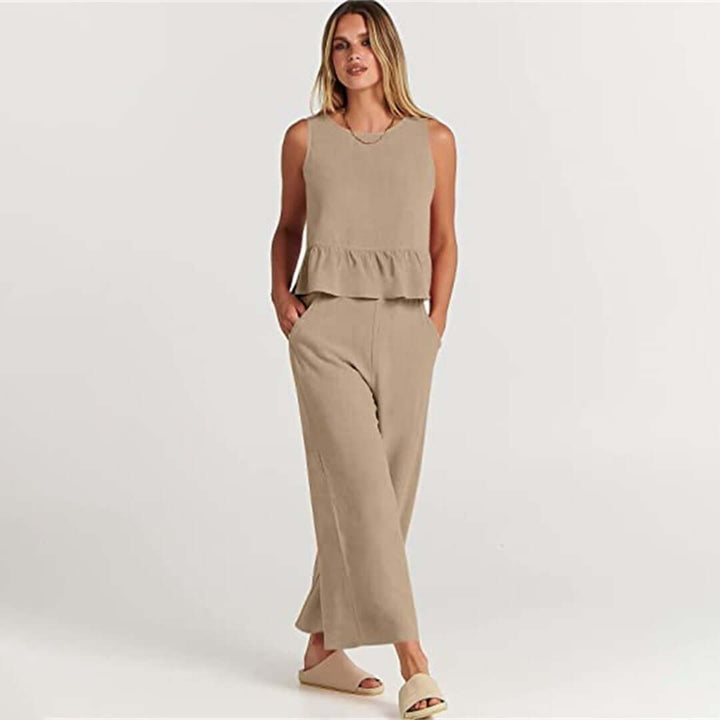 Women's Sleeveless Peplum Cropped Jumpsuit