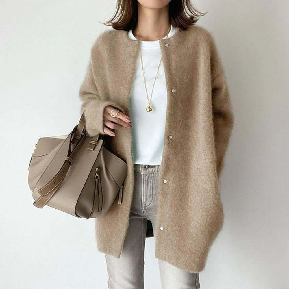 Women's Knitted Cardigan with Button Closure