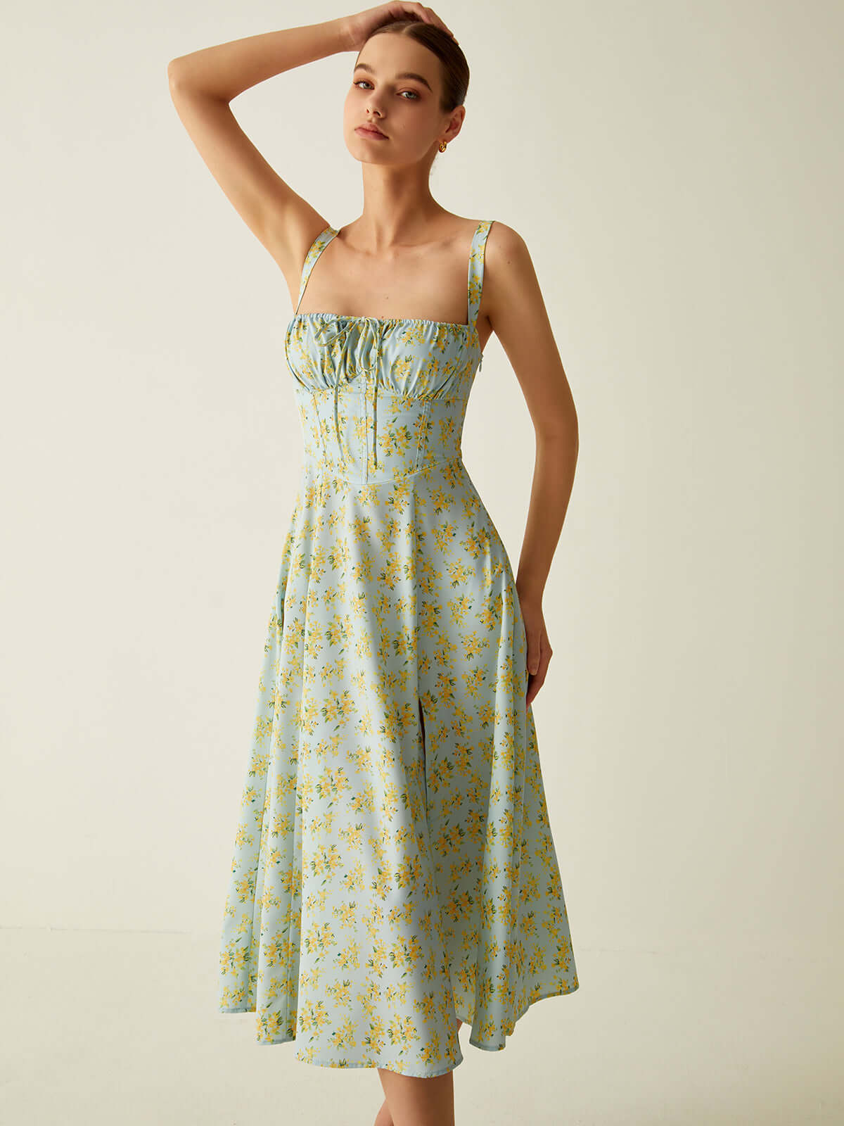 Floral Split Detail Midi Dress