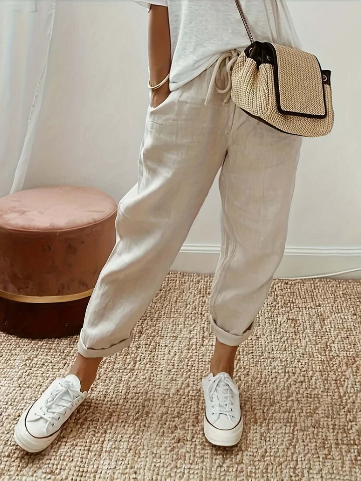 Women's Relaxed Fit Cotton Joggers - Drawstring - Cuffed