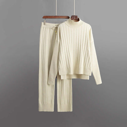 Women's Ribbed Knitted Two-Piece Lounge Set