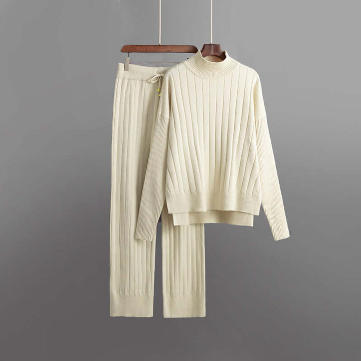 Women's Ribbed Knitted Two-Piece Lounge Set