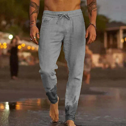 Men's Casual Linen Trousers - Lightweight Summer Fit