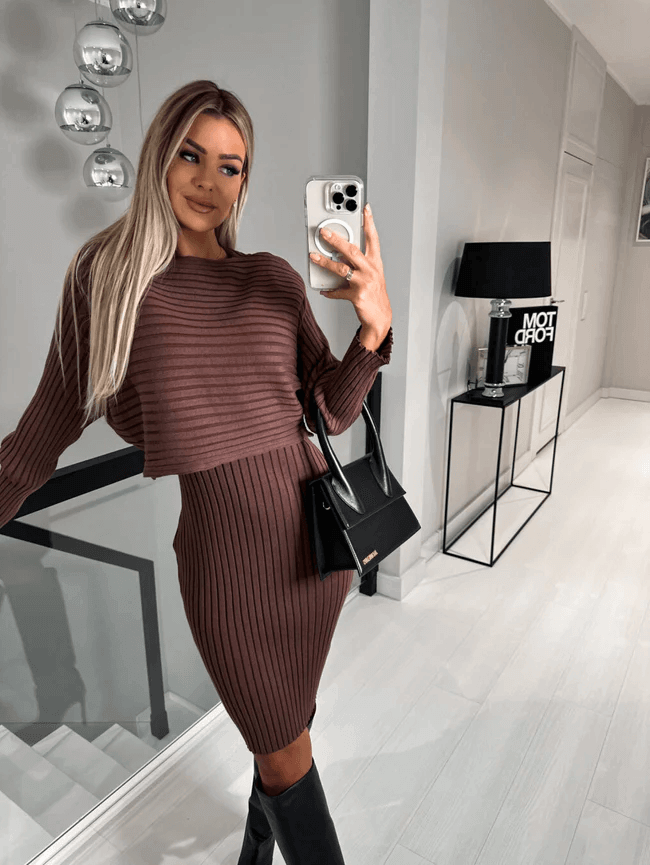 Women's Knit Sleeveless Dress & Sweater Set
