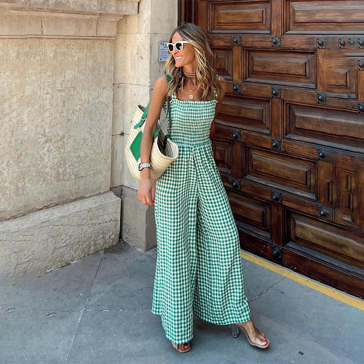 Gingham Smocked Jumpsuit