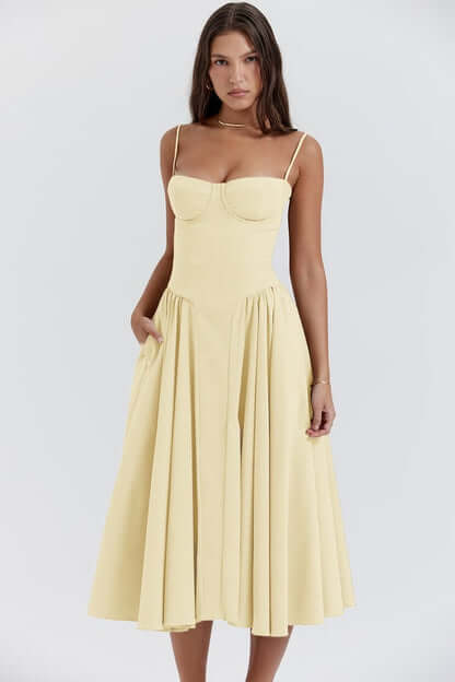 Women's Sleeveless Corset Fit Midi Dress