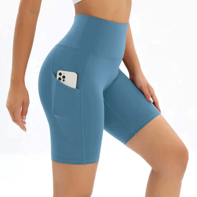 Women's High-Waisted Fitness Shorts with Pocket
