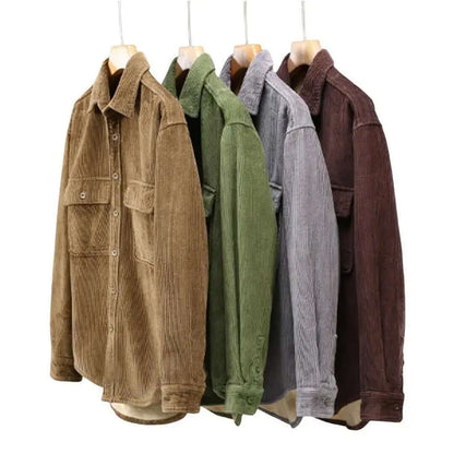 Men's Corduroy Button-Up Warm Winter Shirt